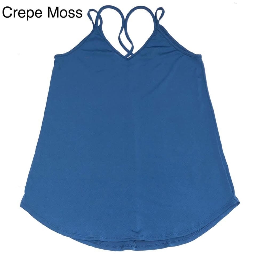 LuLaRoe Daniella Tank Top 3XL Crepe Moss Blue Strappy Hem NWT Plus Size